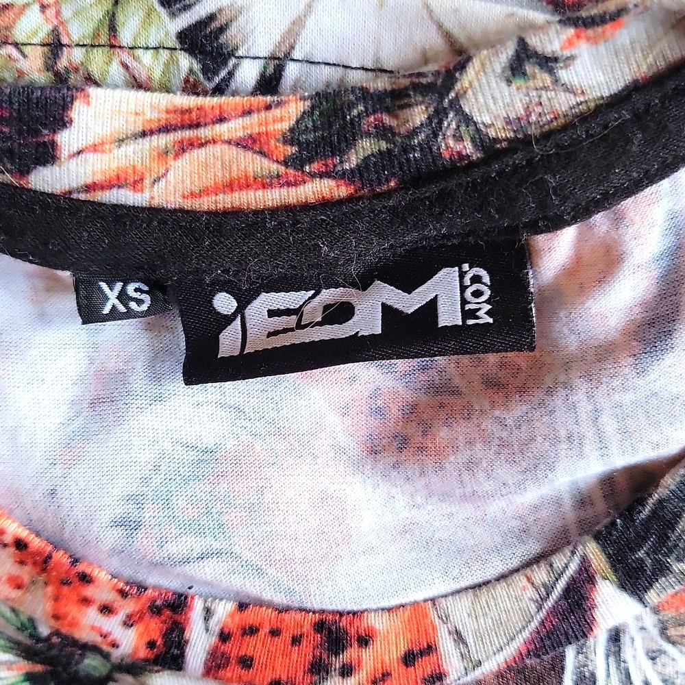 iEDM Men's XS extra small tshirt orange and white floral print - Picture 2 of 3